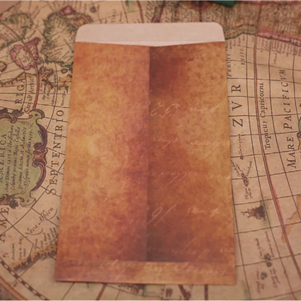 

12Pcs Brown Kraft Envelopes Retro Design Vintage Style Storage Envelopes for Postcards Photos Checks Necklaces Small Trinkets