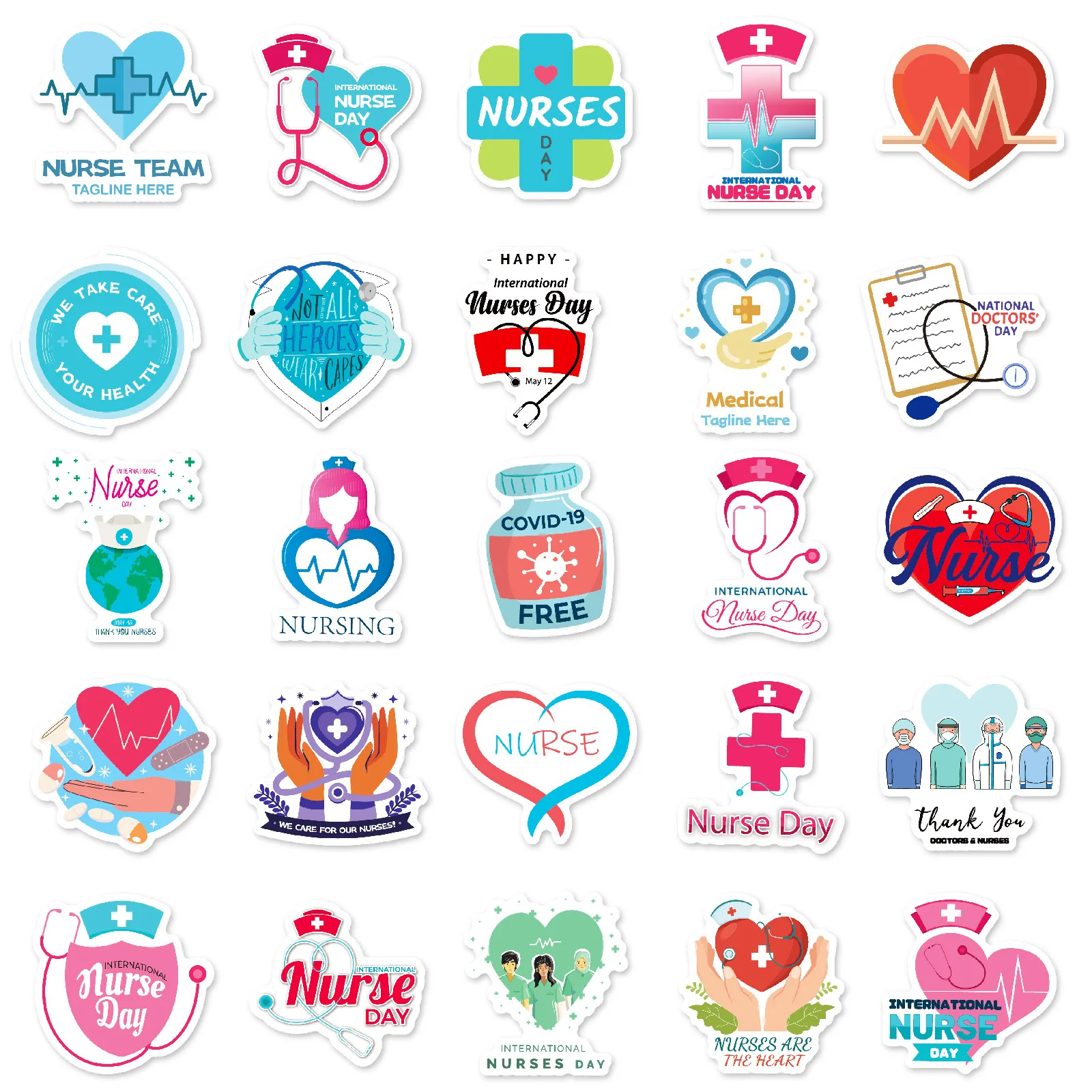50 stuks verpleegster arts doodle liefde kruis thermometer stethoscoop element decoratieve stickers