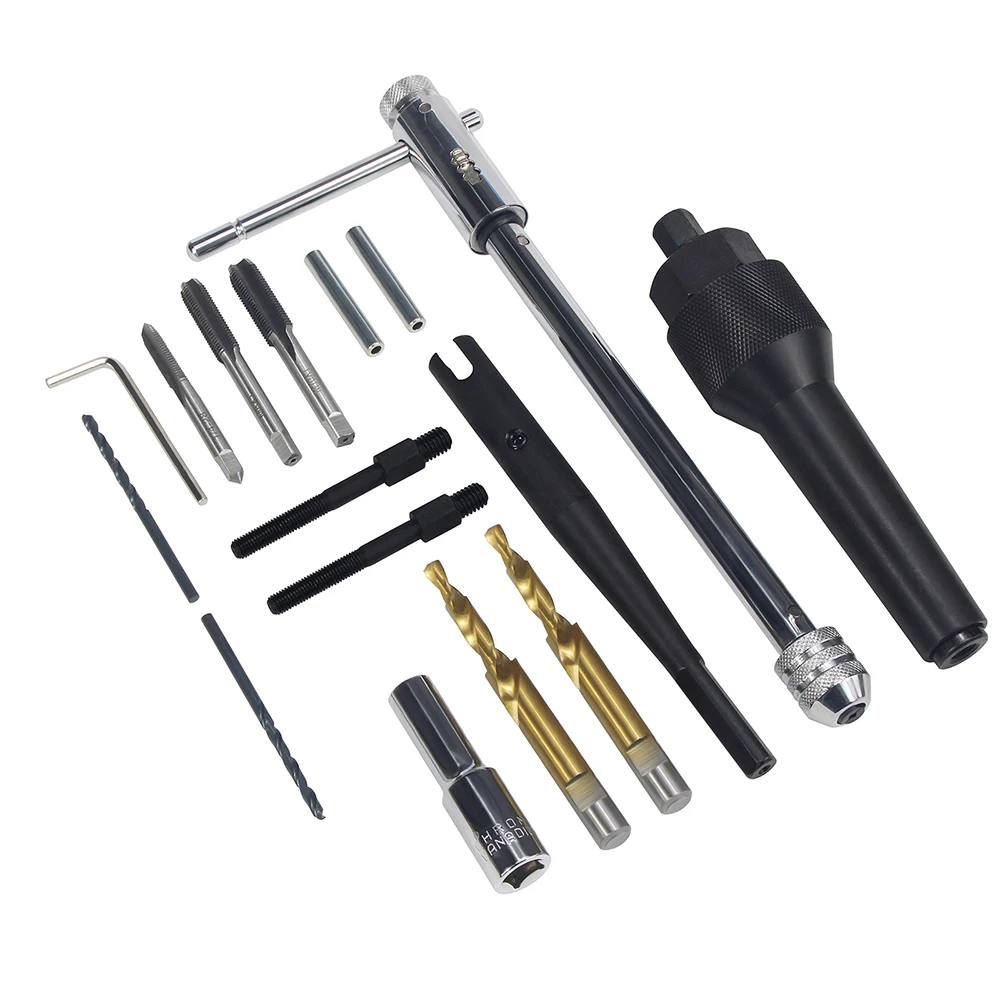 16pcs Damaged Glow Plug Removal Remover Thread Repair Car Garage Tool Kit Set