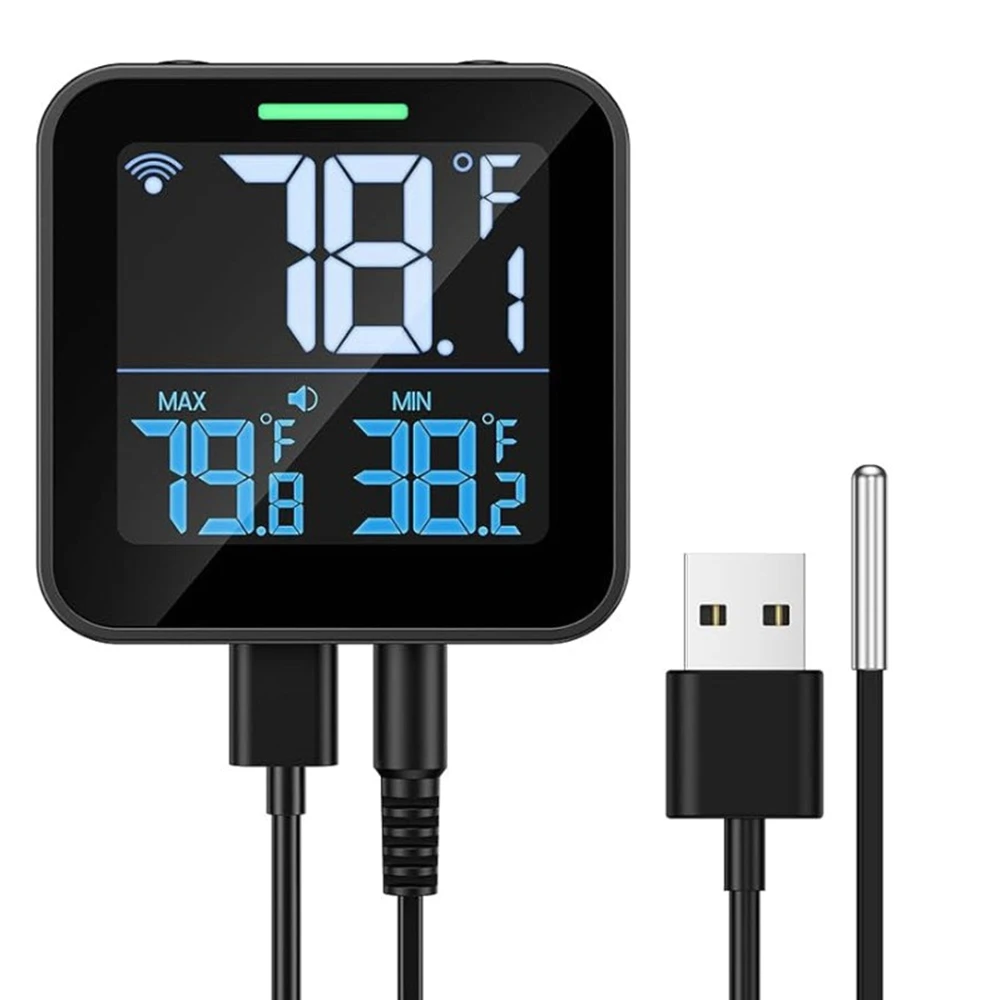 Smart Digital Wifi Refrigerator Thermometer Tuya App Control LCD Kitchen Fish Tank Freezer High/Low Temperature Monitor Alarm