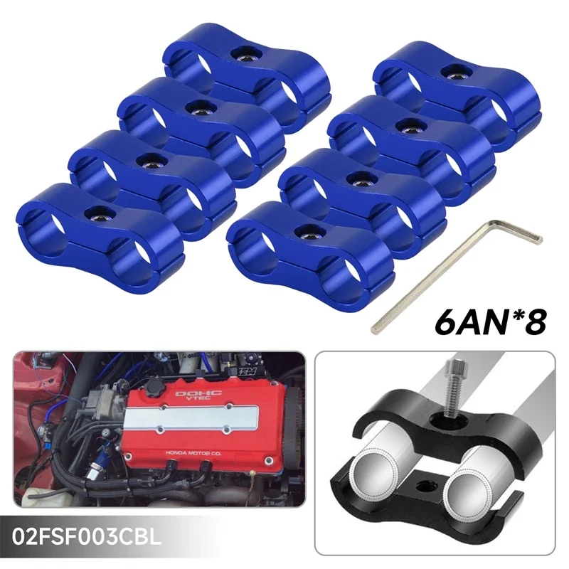 

Silver/ Black/ Blue/Red 8pcs AN -6 AN6 0.51"13mm Braided Hose Separator Clamp Fitting Adapter Bracket