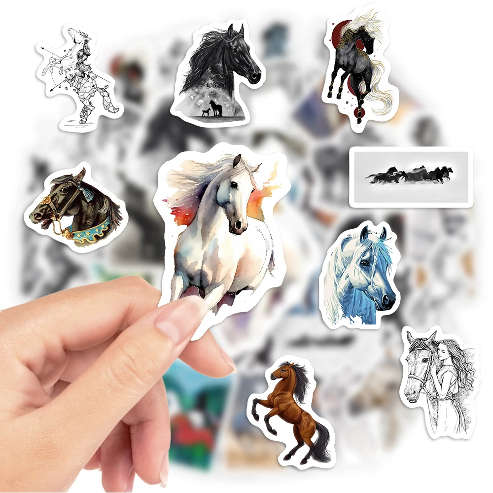 Horse Aesthetics Stickers Equestrian Decorative Scrapbook Art Sketch PVC Waterproof Funny DIY for Notebook Laptop Phone Sticker