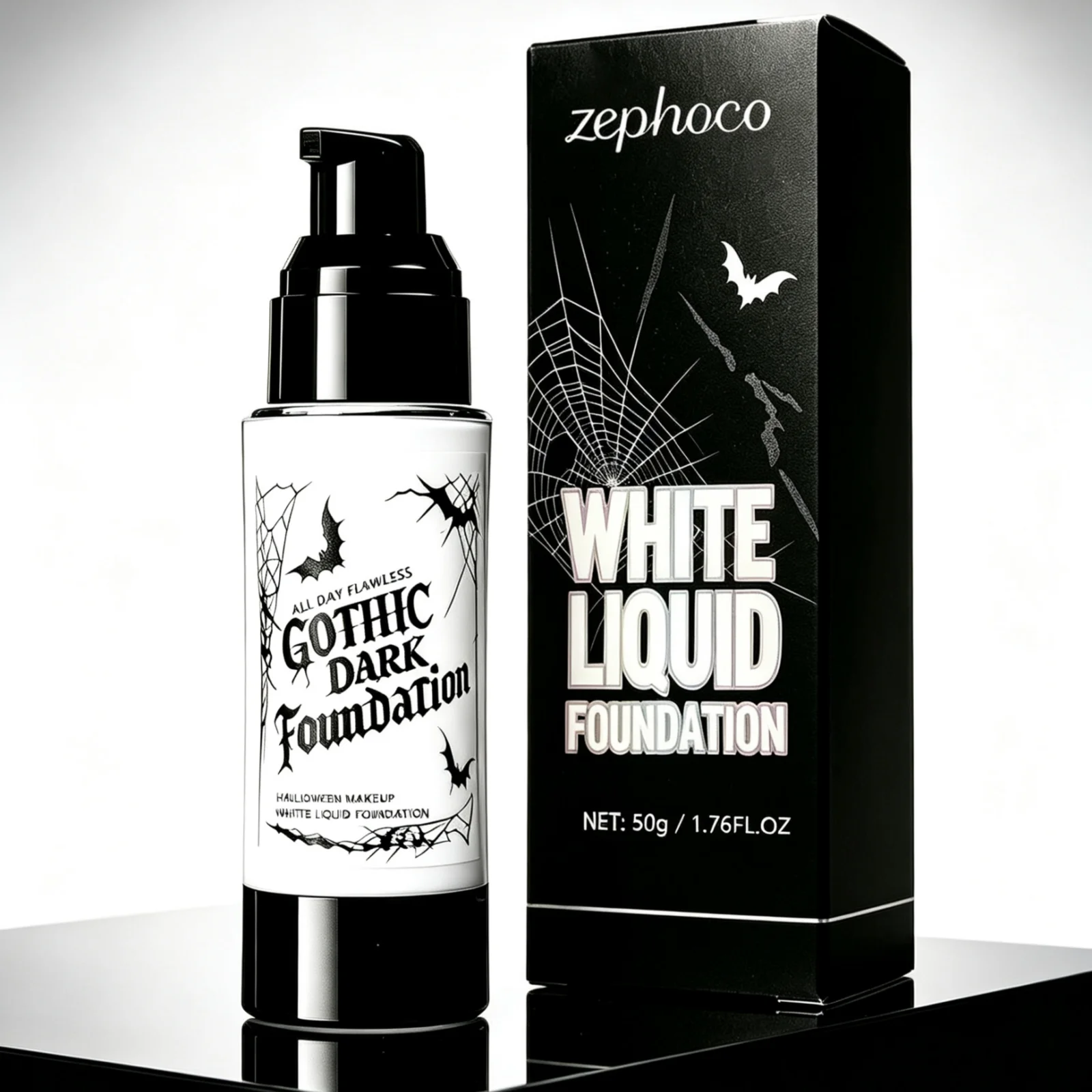 Zephoco White Liquid Foundation Waterproof Even Skin Tone Long Lasting Makeup Flawless Coverage Lightweight White Base Cream 50g