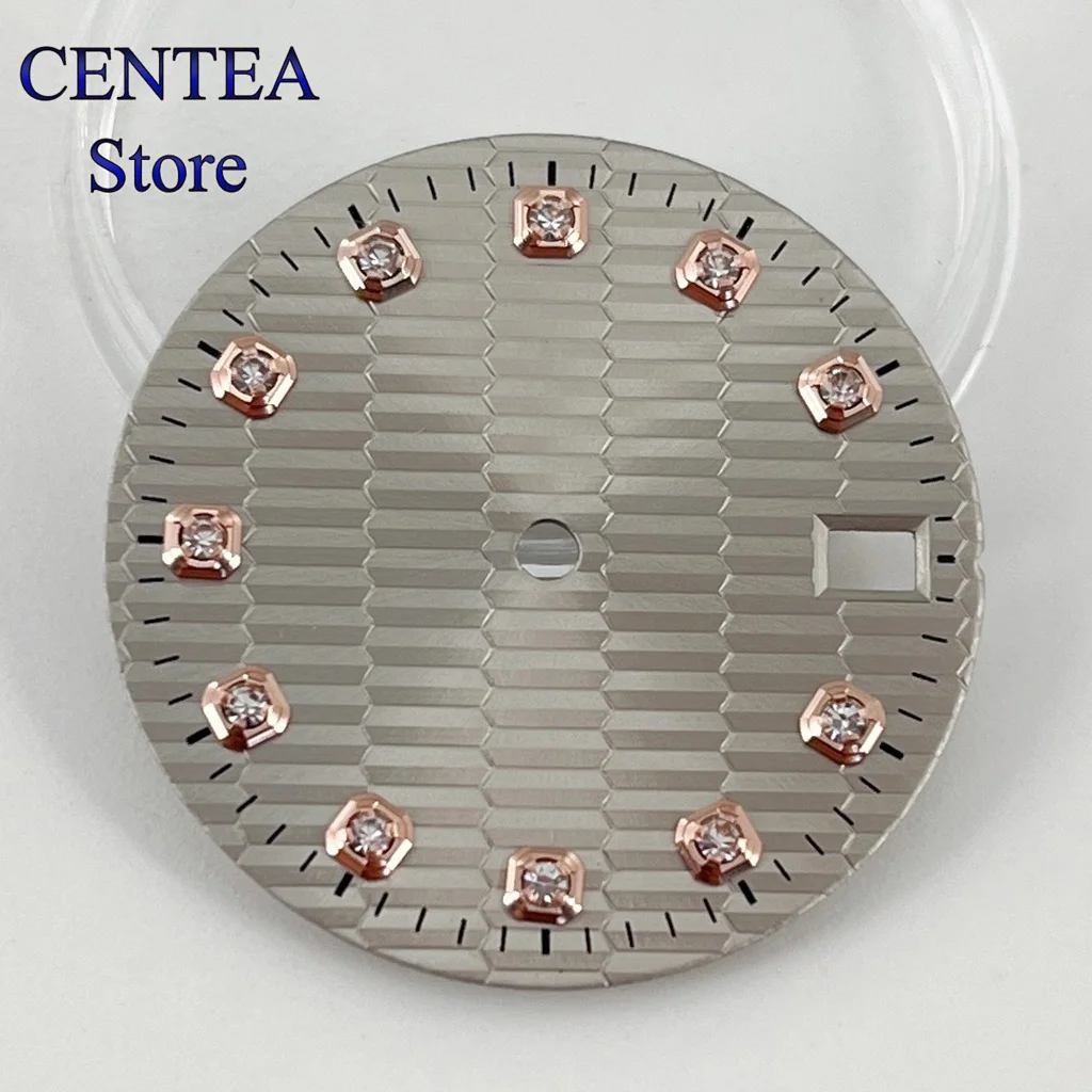 RICHUS 28.5mm silver/gray/green/gold sterile watch dial fit NH34 NH35 movement fit 3 o'clock crown 3.8 o'clock crown