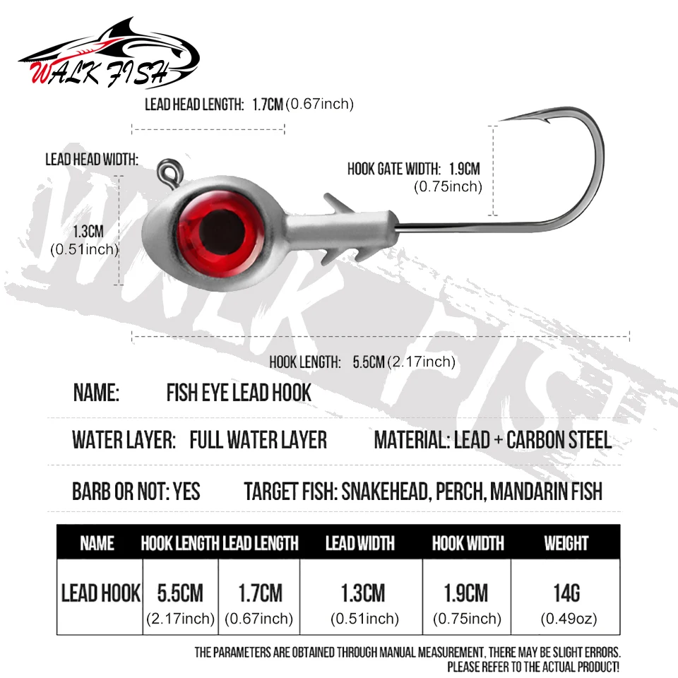 WALK FISH 1PCS 7g 10g Jig Head Hook Big Eye Jig Head High Carbon Steel Eyes Sharp For Soft Bait Realistic Easy To Install