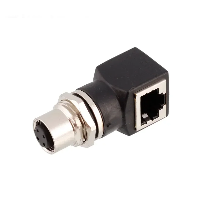 Industrial 4Pin 8 Pin to RJ45 Network Ethernet Rail Transit Signal Adapter M12 Aviator Connector D-coded 8Pin X Buckle Coding