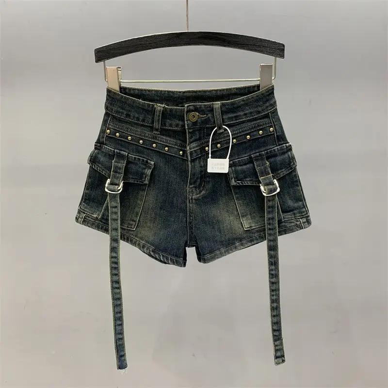 New denim shorts for women in 2024, high waisted black spicy girl  women jeans  vintage clothes  jeans women