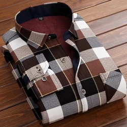 2023 Winter shirts Men's Classic Fashion Versatile Long Sleeve Shirt Men Casual Thicken Warm High Quality Shirt male size M-4XL