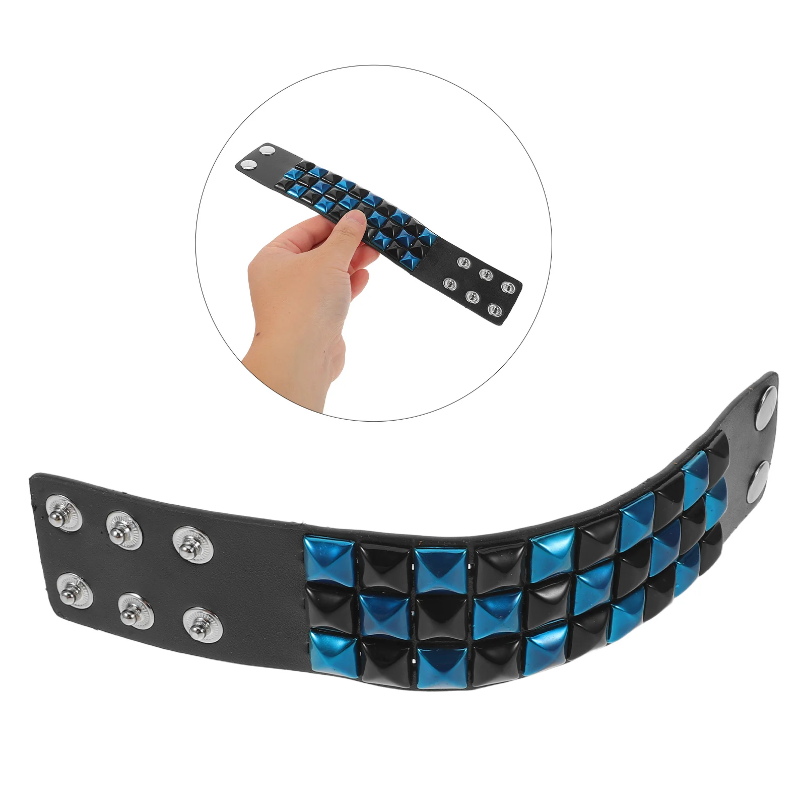 

Punk Leather Bracelet Fake for Men Faux Wristband Cuff Wrap Bangle Goth Bracelets Women Rivets Wristband Studded Bracelets Faux