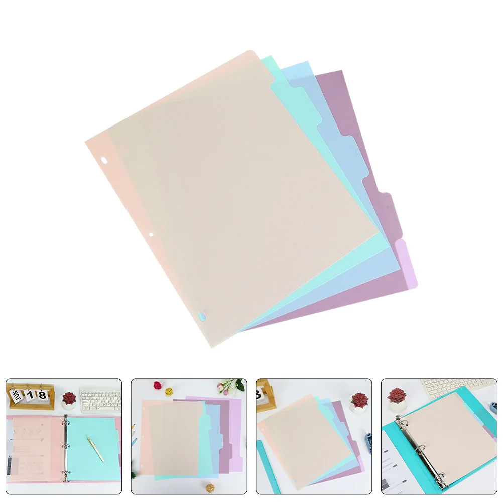 

1Set A4 Size Binder Dividers Frosted PP Multipage Journal Inserts Daily Office School File Organization Tabs Cute Binders