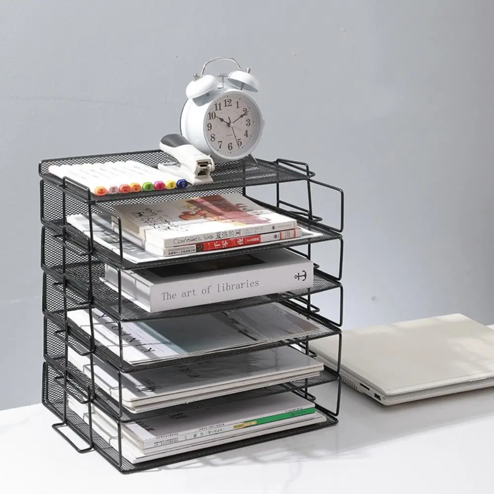 Single Layer File Storage Rack a4 Space Saving Desktop Document Shelf Stackable Durable Letter Tray Organizer Office Supplies