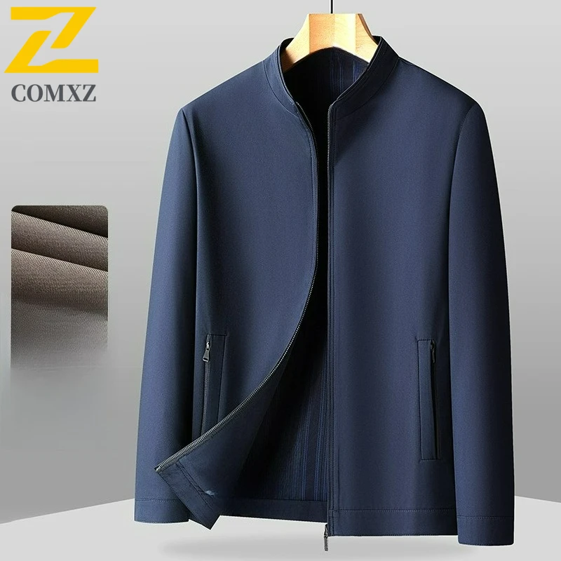 COMXZ Jacket Men Leisure Stand Collar Business Working Coat Lightweight Comfortable Stylish Office Daily Wear Autumn Outerwear