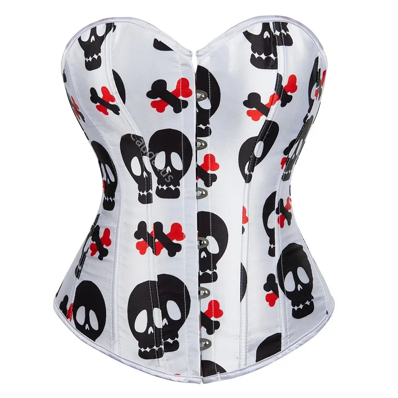 

White Corsets Bustiers Plus Size Top Pumpkin Skull Print Lingerie Burlesque Costumes Halloween Vintage Style Sexy Women