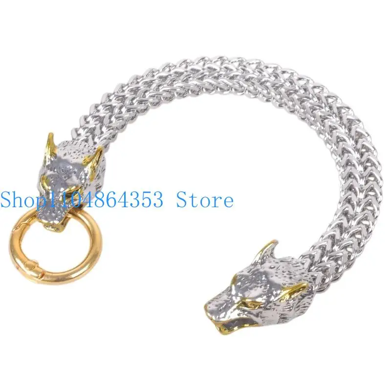 652F Men's Stainless Steel Bracelet Featuring A Unique Wolf Head Designs for Parties