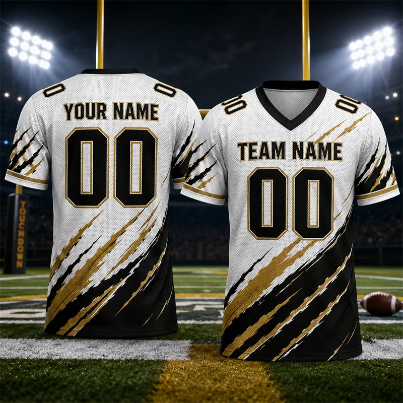 Fashion Custom Football Jersey For Men Custom Name Team Name Number V Neck Rugby T Shirts Loose Breathable Sports Team Uniforms