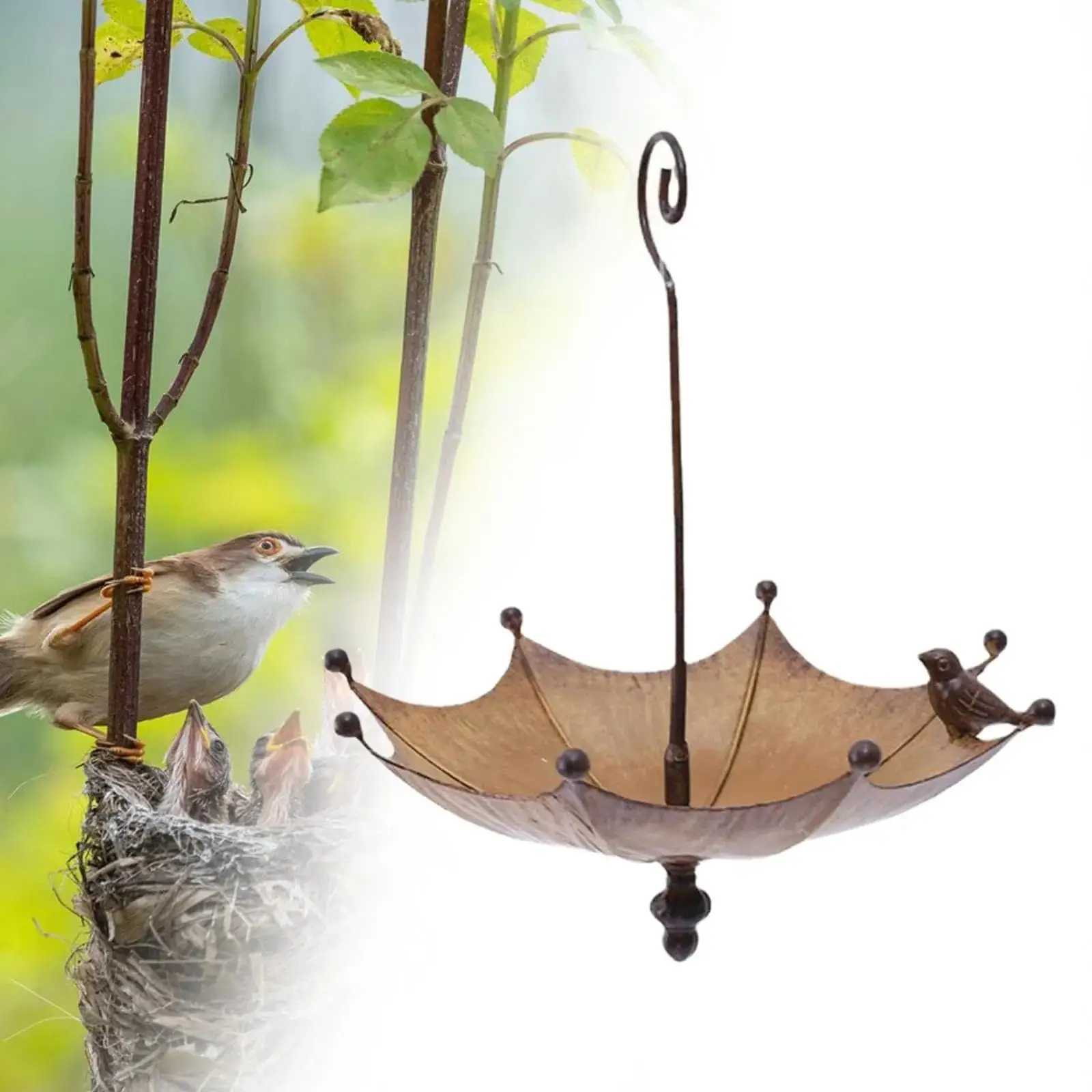 

Umbrella Bird Feeder Hanging Yard Bath Premium Water Tray Iron Outside Backyard Outdoor Decor Bird Lawn Bird For Food Porch Bowl