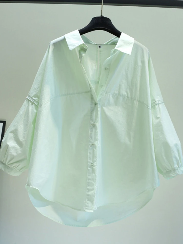 Losse katoenen irt dames lente zomer oversize patchwork casual top Koreaanse sle knopdetail asymmetrisch ontwerp pure kleur