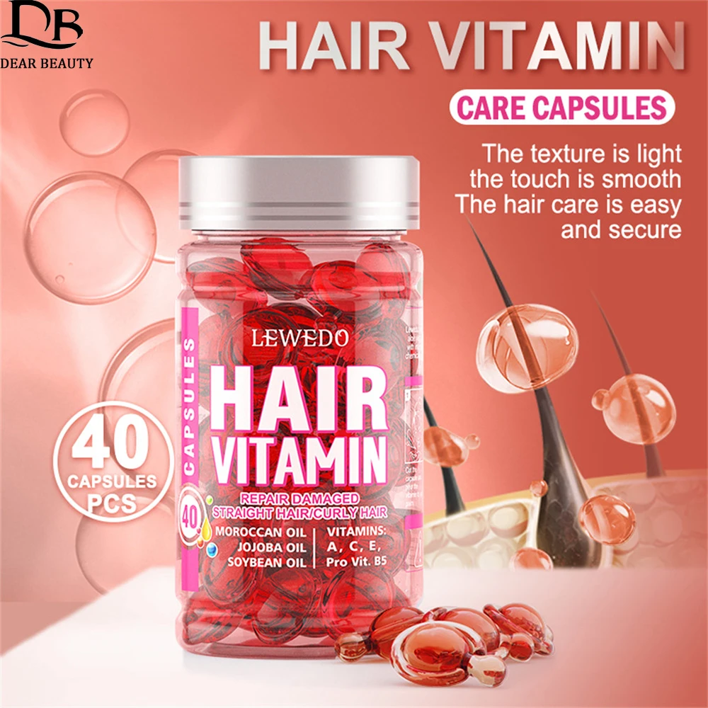 40pcs Vitamin Hair Care Essence Oil Capsules No-wash Nourish Scalp Anti-loss Anti-frizz Smooth Repair Damaged Hair Conditioner