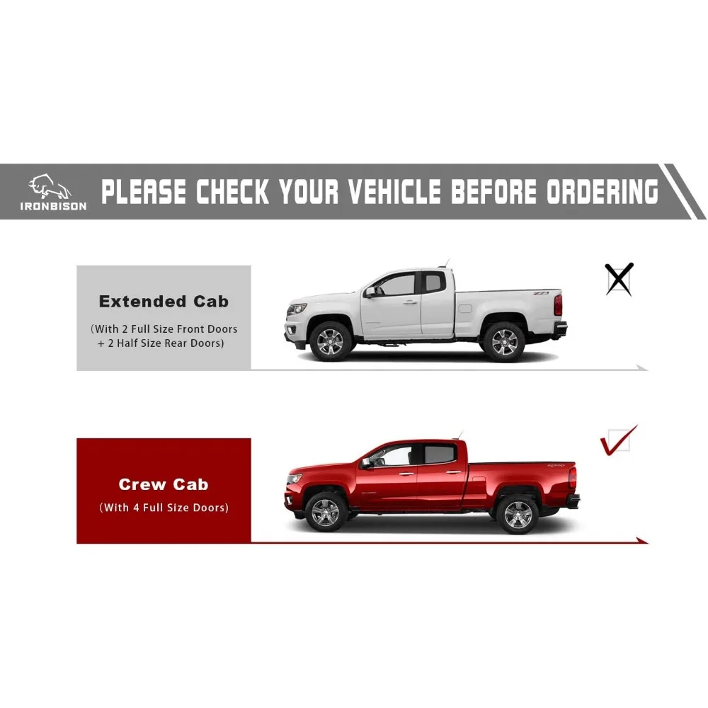 Running Boards Fits 2015-2025 Chevy Colorado/GMC Canyon Crew Cab Heavy Duty Pickup Truck Side Steps Off Road Nerf Bars Heavy Tex