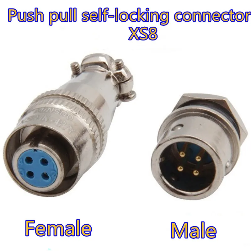 M8 Cable Connector Push-pull quick  Release Connector XS8 2P 3P 4P 4P All Copper Female Plug and Male Plug Cable Socket