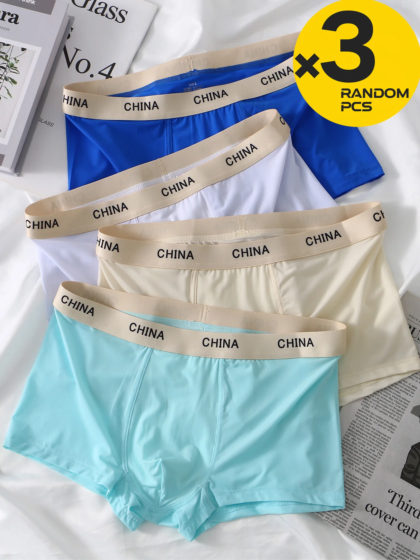 

Men's Korean Style Intimate Underwear Set of 3 Homme Boxers Sexy Thermal Shorts Lingerie Boxershorts Underpant Random Colors