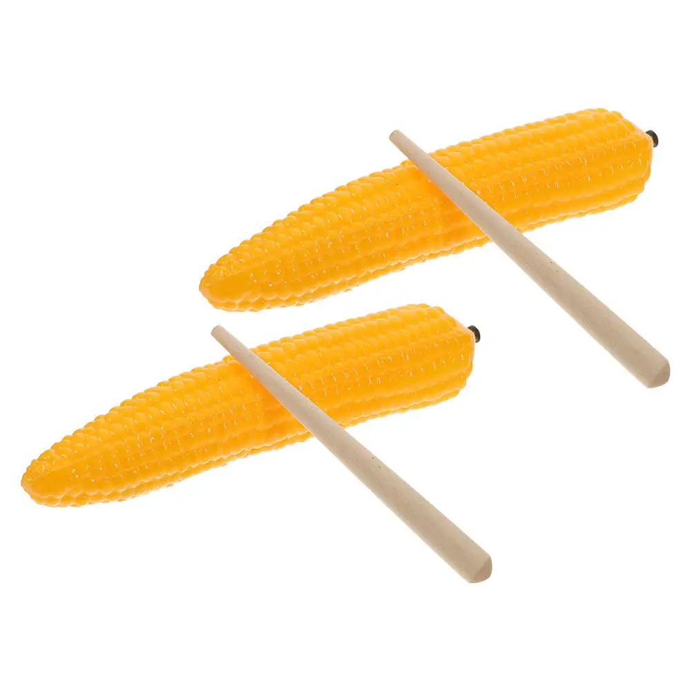 2 juegos de maracas de frutas para niños, maracas de maíz simuladas, instrumento musical de percusión educativo temprano, desarrollo del ritmo portátil