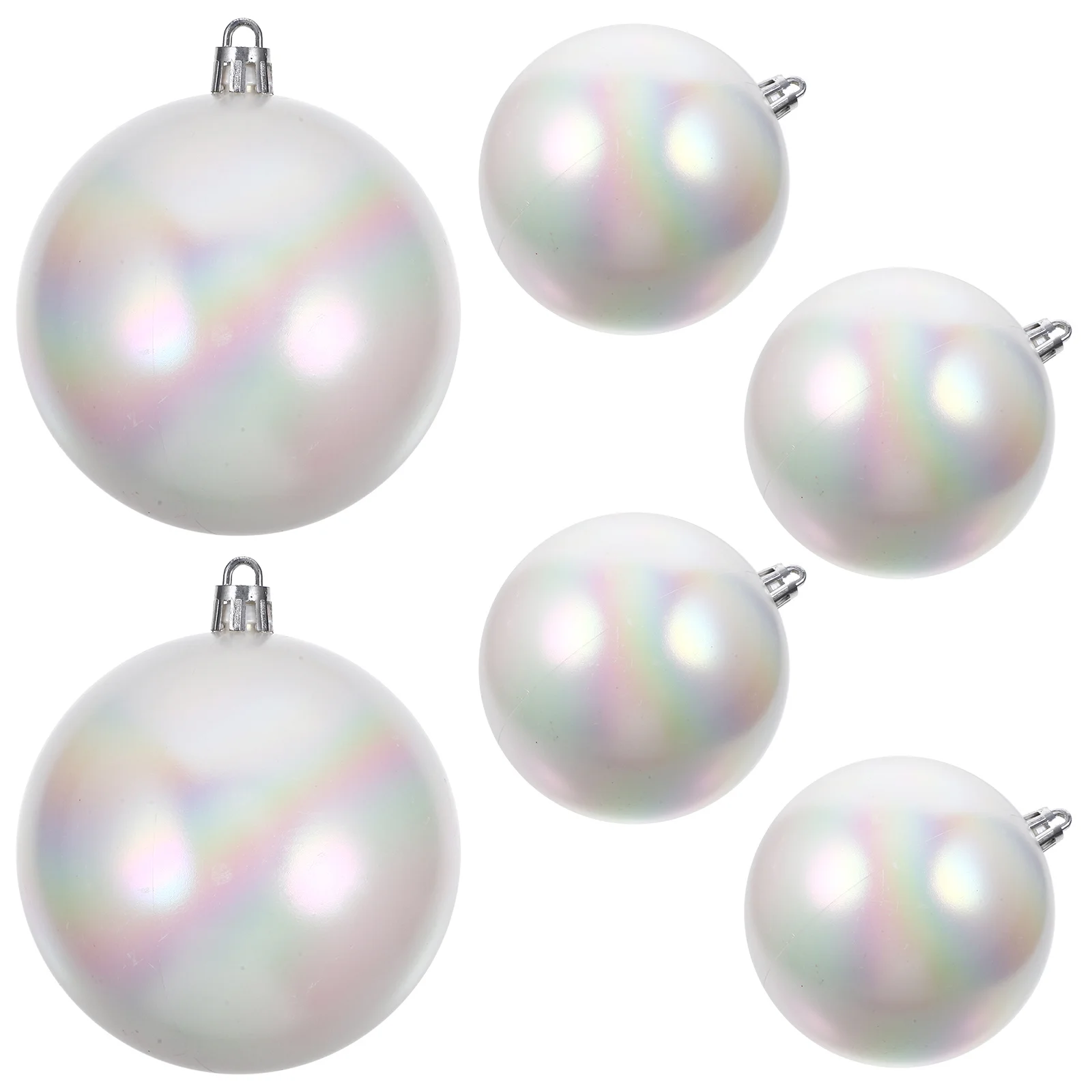 

6Pcs Christmas Ball Decorations Hanging Ornaments Iridescent Plastic Xmas Tree Party Hanging Decor Christmas Bulbs Beads