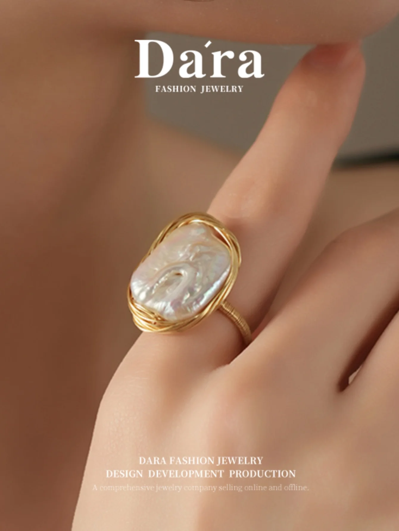 Freshwater pearl ring, baroque pearl 10-14mm, simple and elegant style, the first choice for holiday gifts