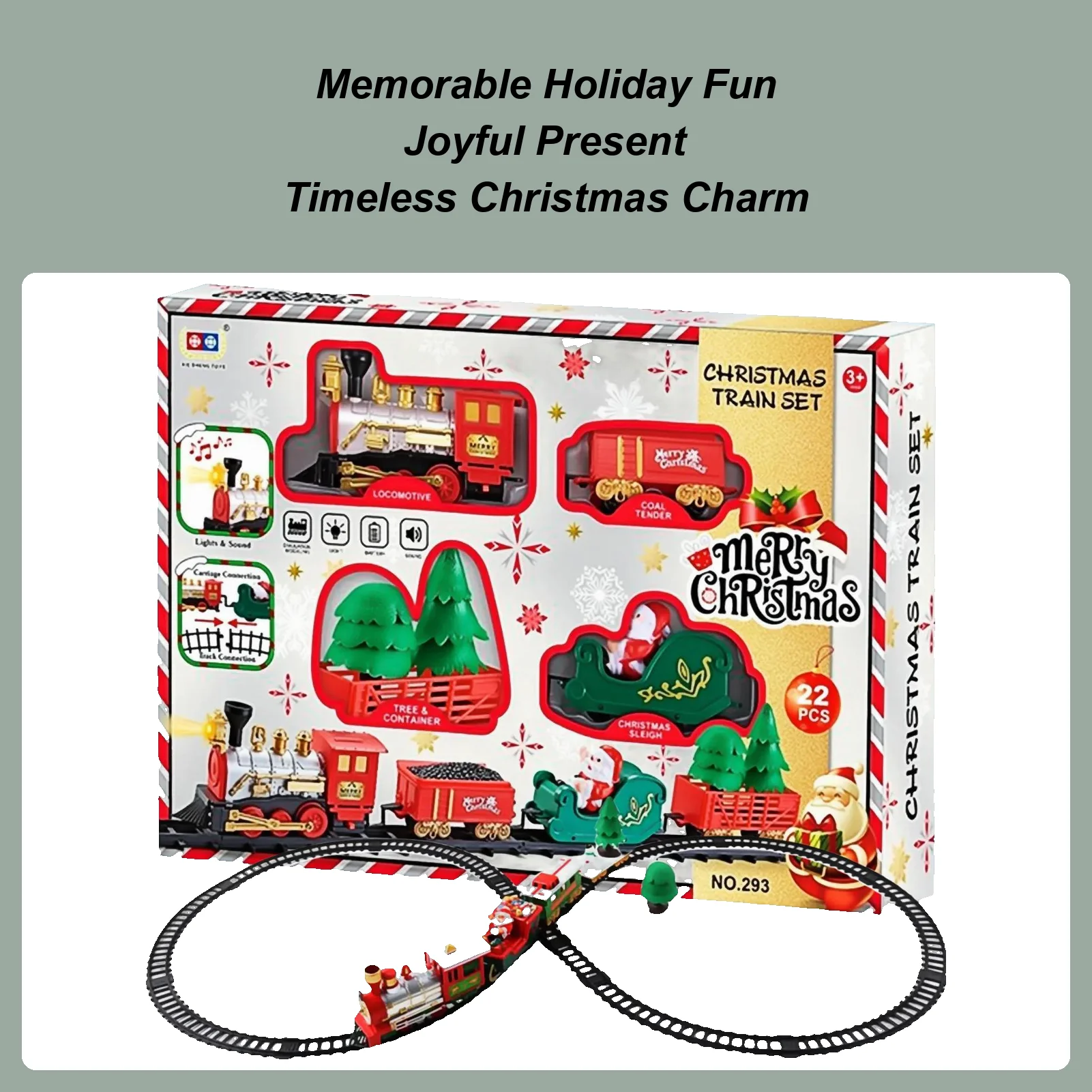 

Рождественский набор поездов, интерактивная игрушка-трек для родителей и детей, звук и свет, Рождественский набор электропоездов на день рождения для мальчика и девочки