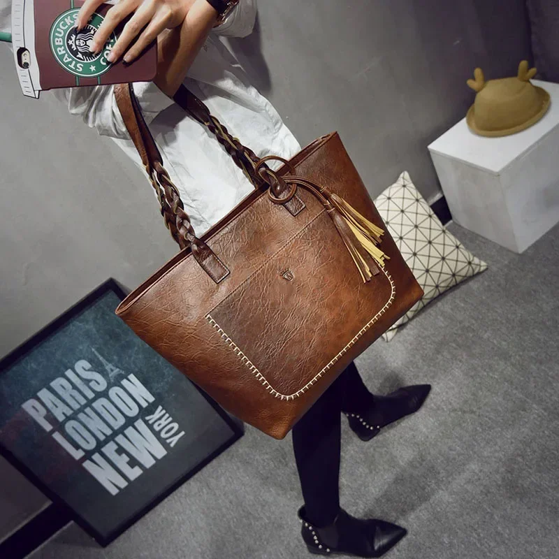 Large Capacity Women Bags Shoulder Tote Bolsos New Women Messenger Bags with Tassel Famous Designers Leather Hand Bags