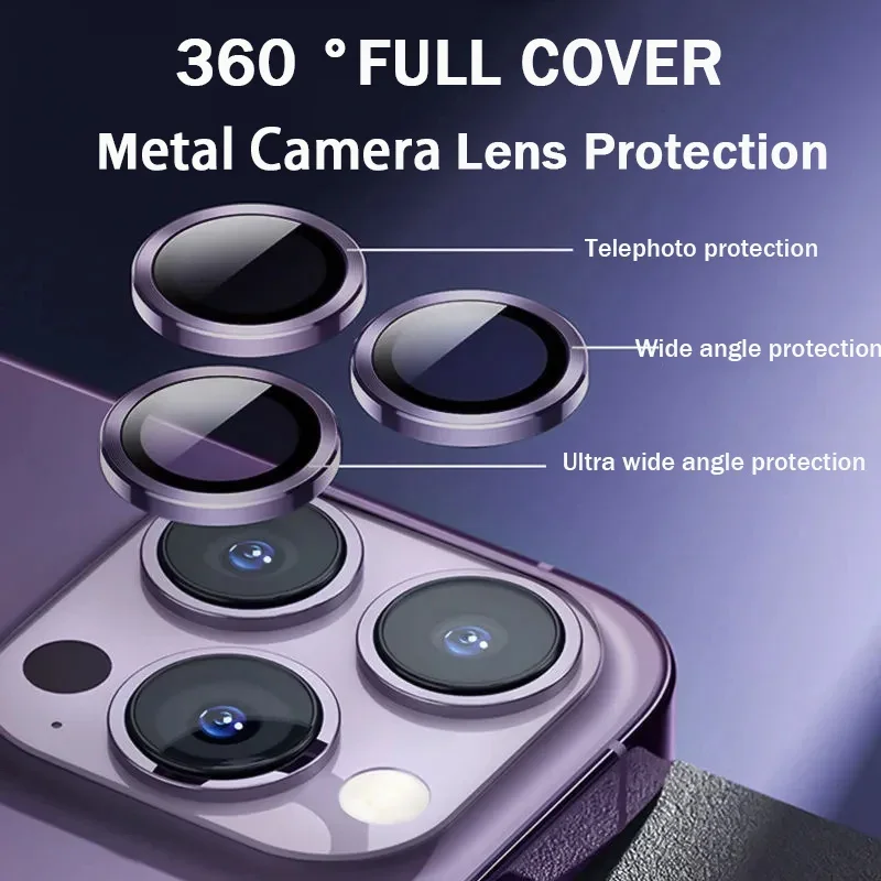 2-3pcs Camera Lens Protection Glass for IPhone 16 15 14 13 12 11 Pro Max Lens Metal Ring Protector IPhone 13Mini 16 Pro Max Film