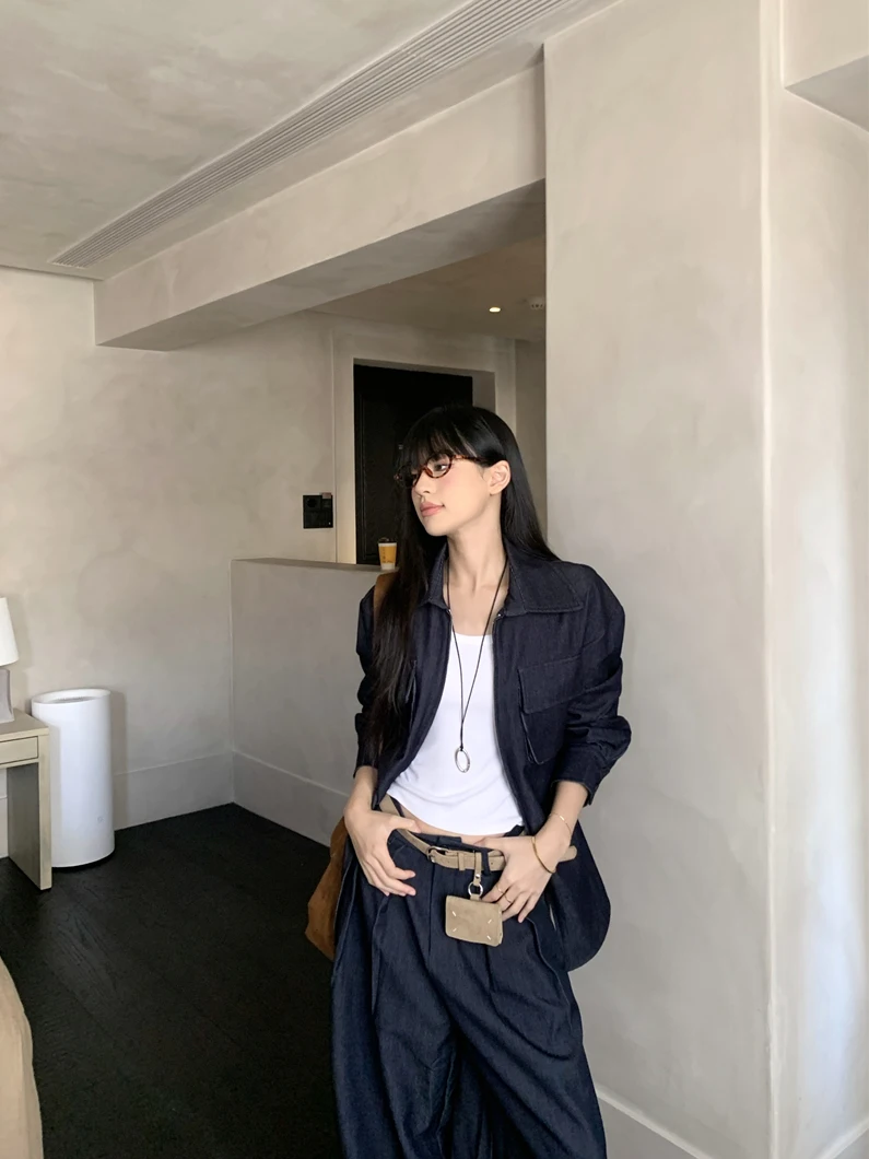 デニムコート 穴あき レディース 夏 フェミニン キャンバス バルーンスリーブ ドロップショルダー ポケット付き ミニマリスト オープンフロント サッシュ付き ジャケット 女性用