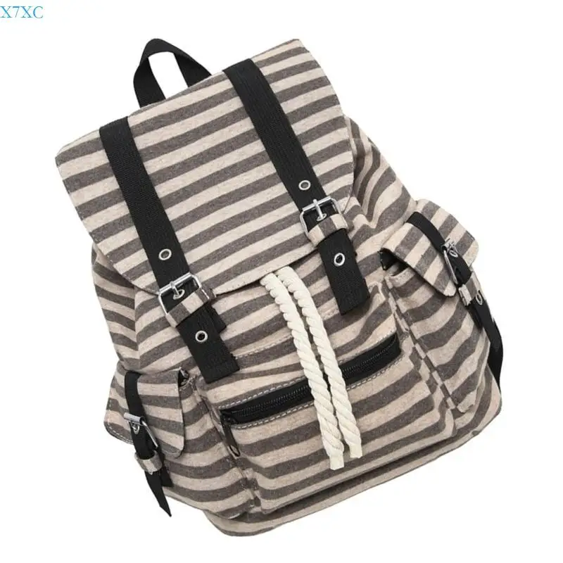 X7XC Stripes Backpack Laptop Daypack Work Commuters Bag 2025 Preppy Bag Gifts