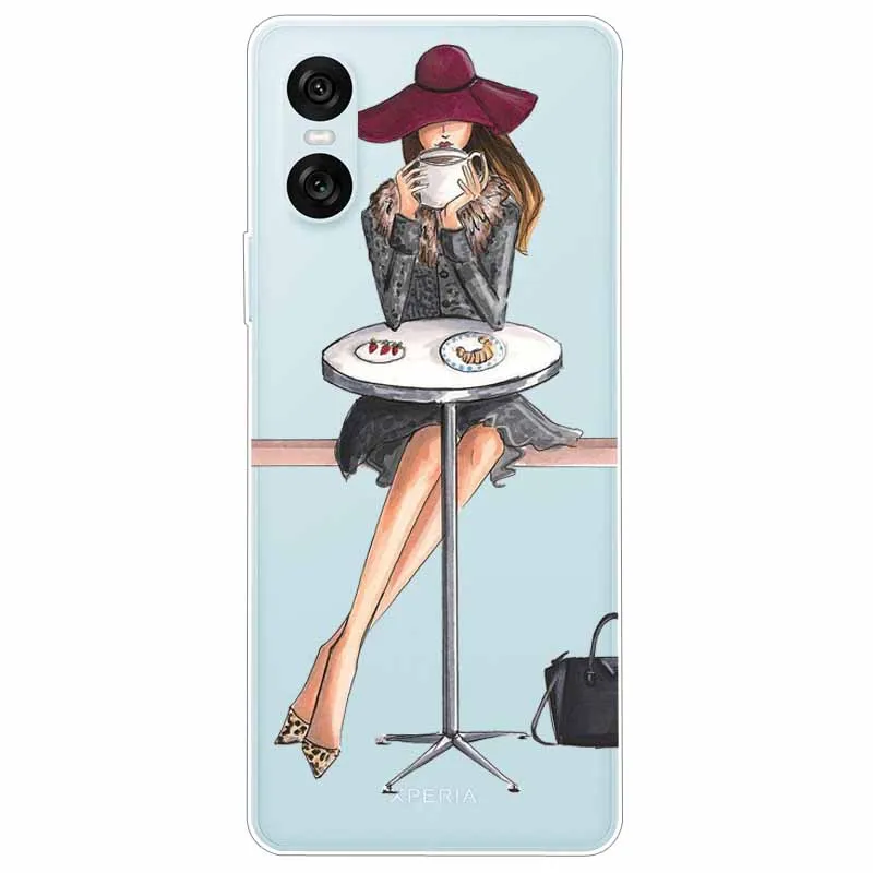 Funda transparente suave para Sony Xperia 10 VI, funda de teléfono de silicona transparente de TPU para Sony Xperia 1 VI, nueva moda encantadora