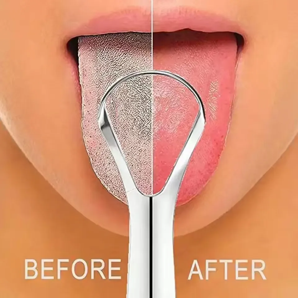 Ergonomic Adult Tongue Scraper Durable Stainless Steel Tongue Coating Remover Practical Daily Oral Care Instrument Portable Stor