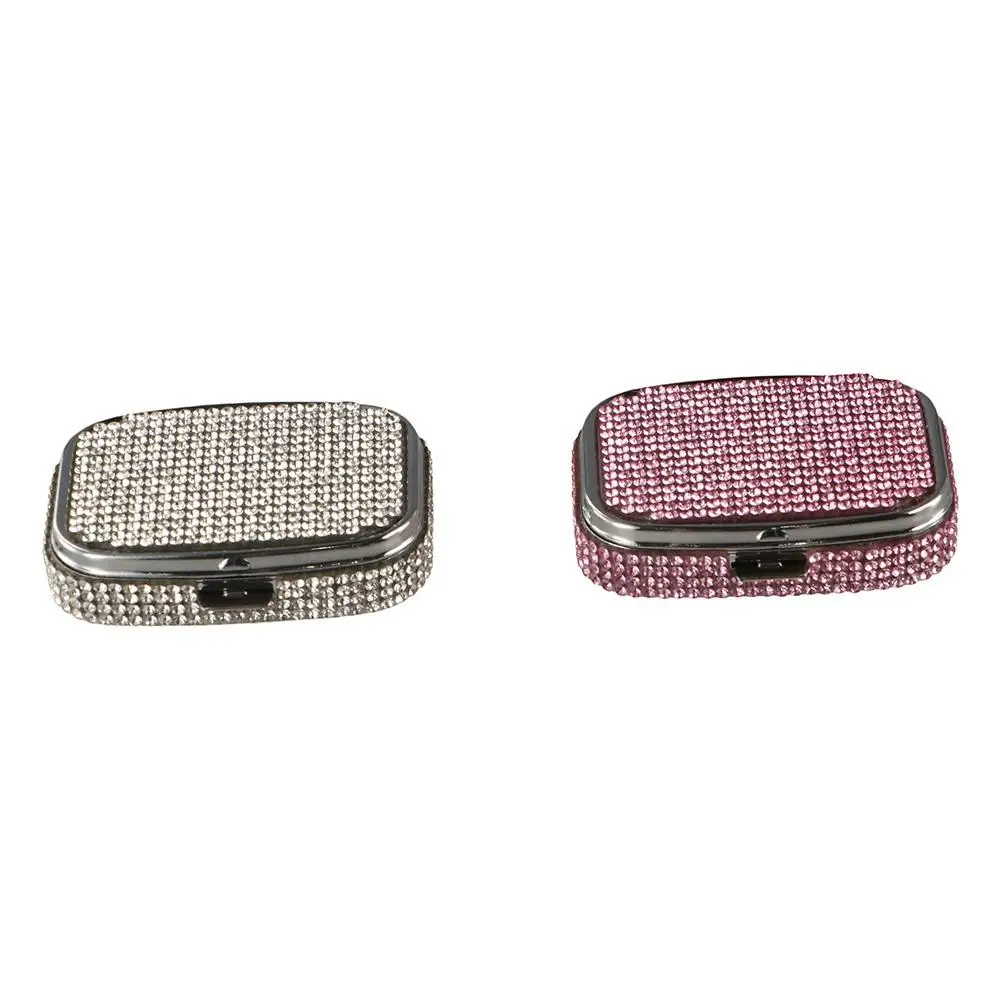 Portable with HD Mirror Rhinestone-encrusted Jewelry Box Cute Waterproof Mini Pill Case Shiny Kawaii Sealed Organizer Travel