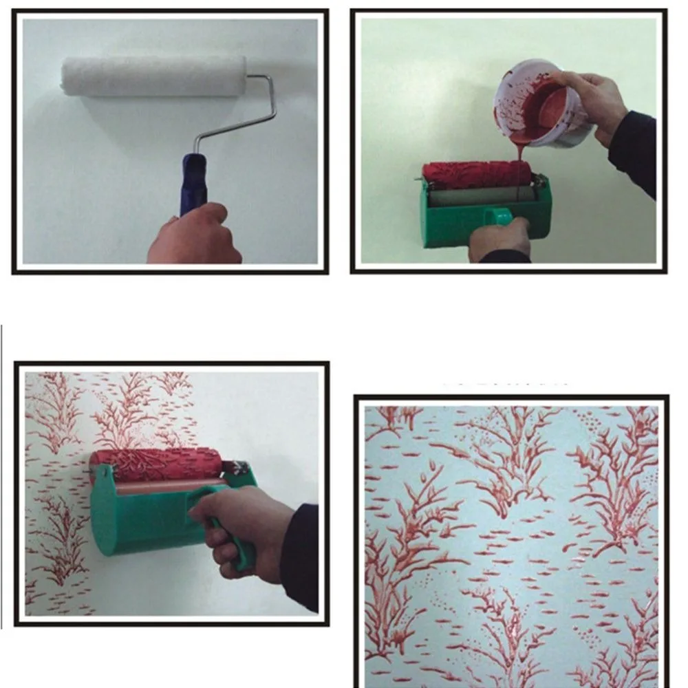 ตกแต่งบ้านสี Texture Grain Paint Roller ศิลปะ DIY รูปแบบผนังตกแต่งสีวอลล์เปเปอร์แปรง