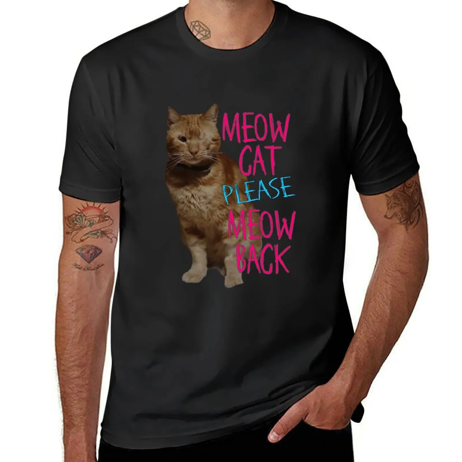 

Eurovision 2024 Baby Lasagna - Meow Cat Please Meow Back T-Shirt korean fashion boys whites vintage t shirts men