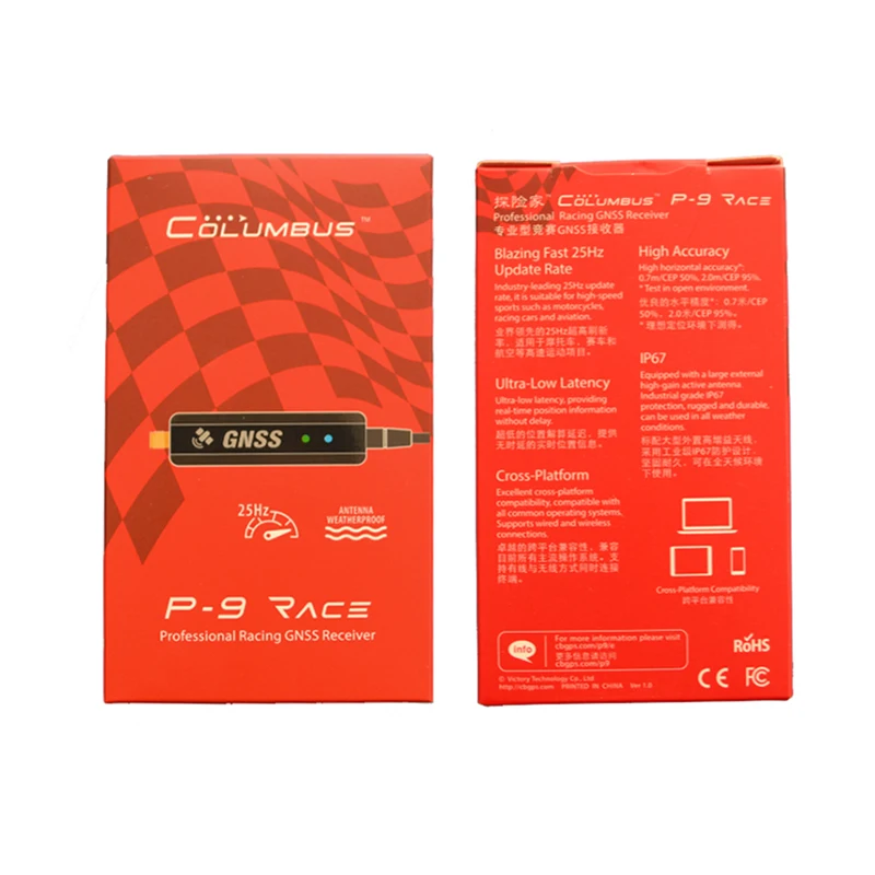 Columbus P-9 Race Professional Racing GNSS Receptor Para Karts Motocicletas Aeronaves 25MHz Built-in Dual-mode Bluetooth BLE 5.1