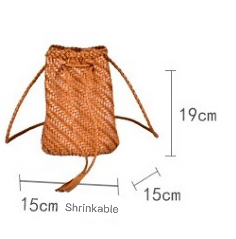 Women\'s Bag Head Layer Cowhide Woven Small Bucket Bag Genuine Leather Vegetable Basket Pack Retro  Handbag INS Style Ladies Bags