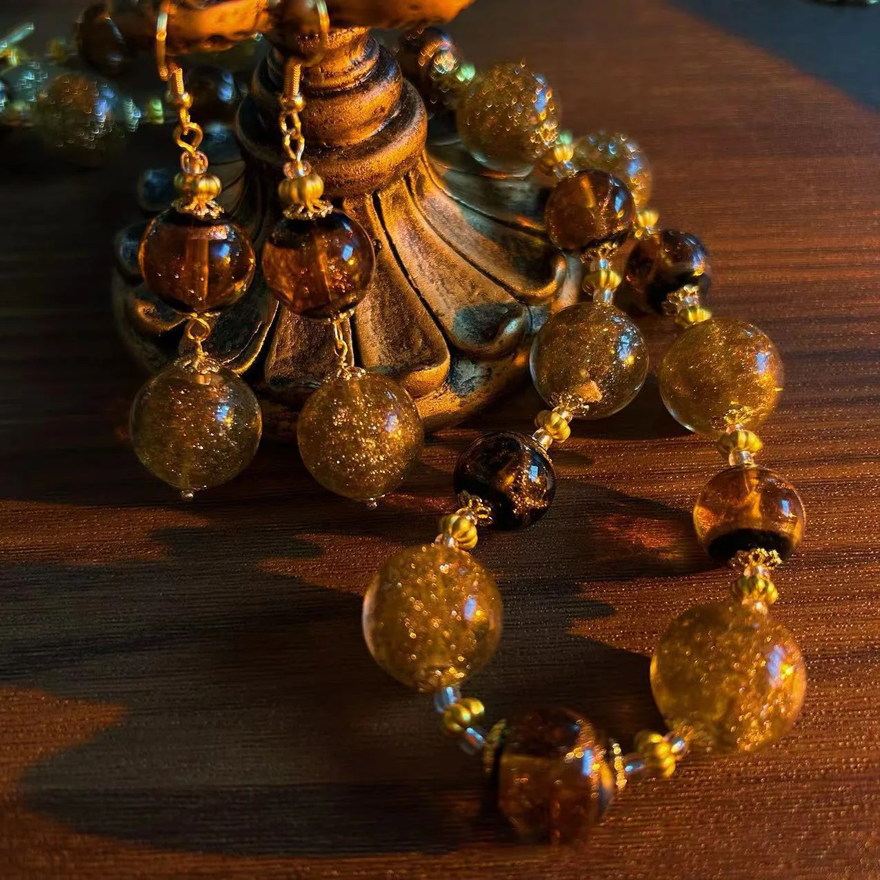 Vintage fashion classic Murano glass necklace earrings for women‘s girl party gift jewlry whosale