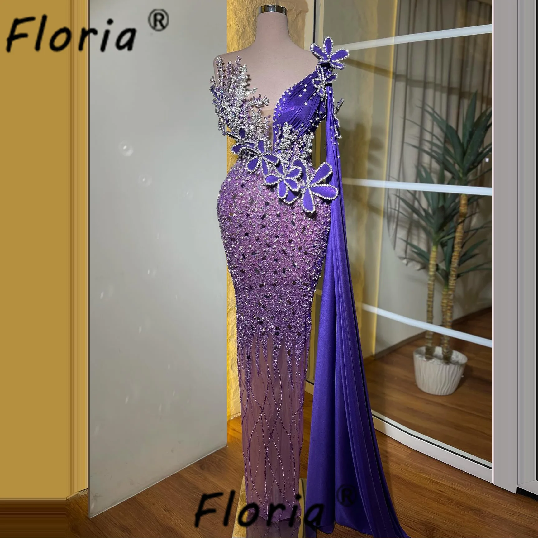 Luxurious Heavy Beads Crystal Evening Dress Fully Crystal Wedding Engagement Special Party Dresses Customized Robe de Soiree