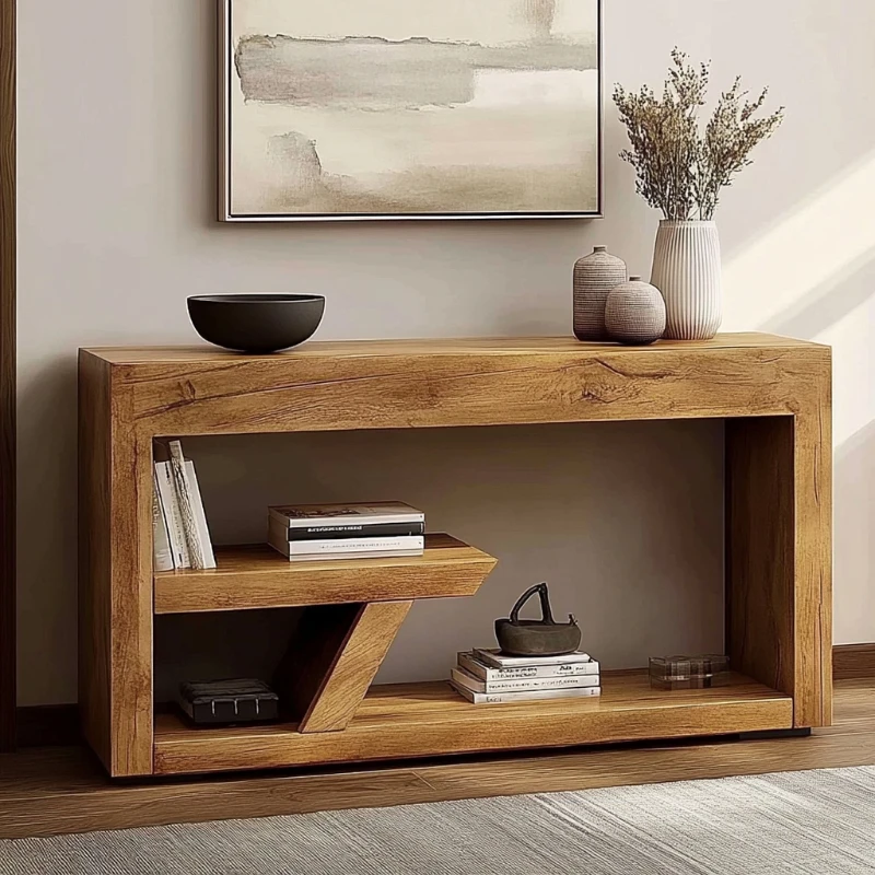 Log Wind Solid Wood Dining Side Cabinet Living Room Entry Entrance Bar Counter Tea Cabinet Tea Side Cabinet Log Locker