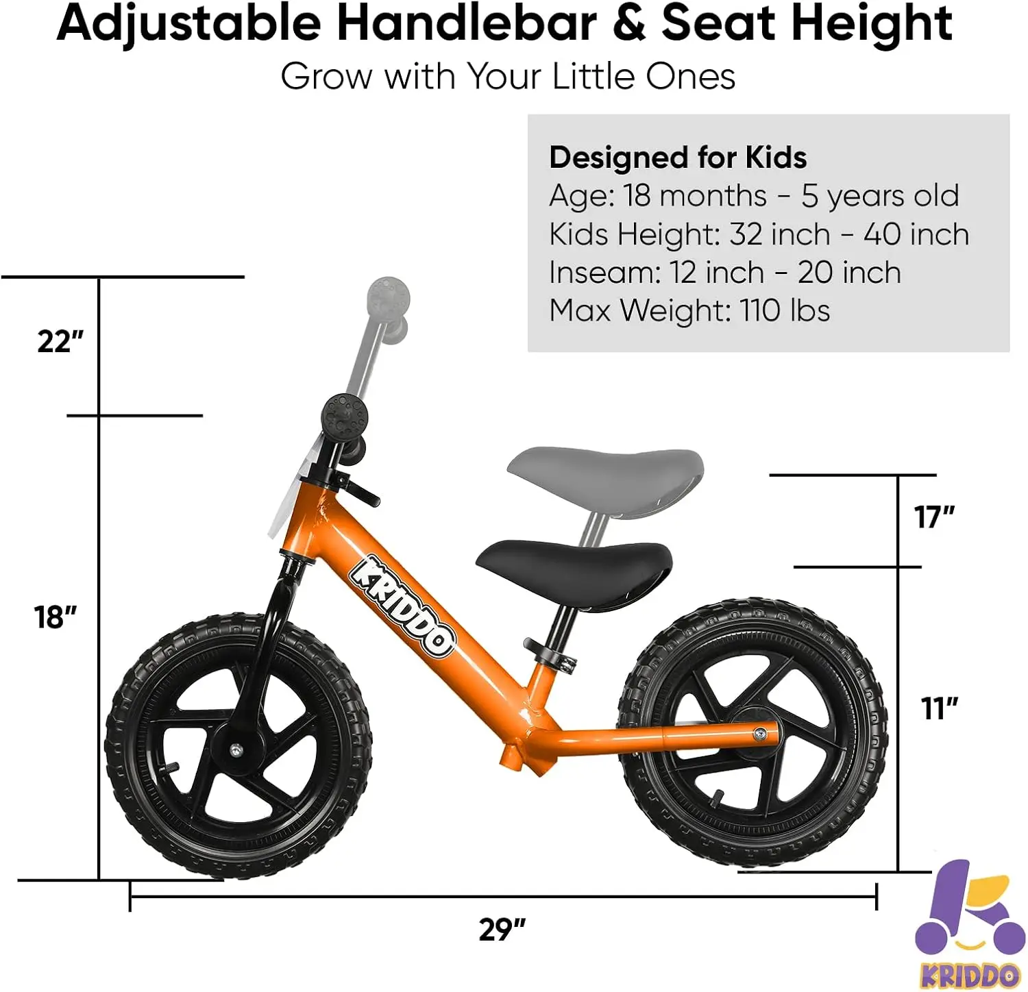 Bici senza pedali per bambini di 2 anni, età da 24 mesi a 5 anni, bicicletta a spinta da 12 pollici con piastra personalizzata (3 set di adesivi Inc