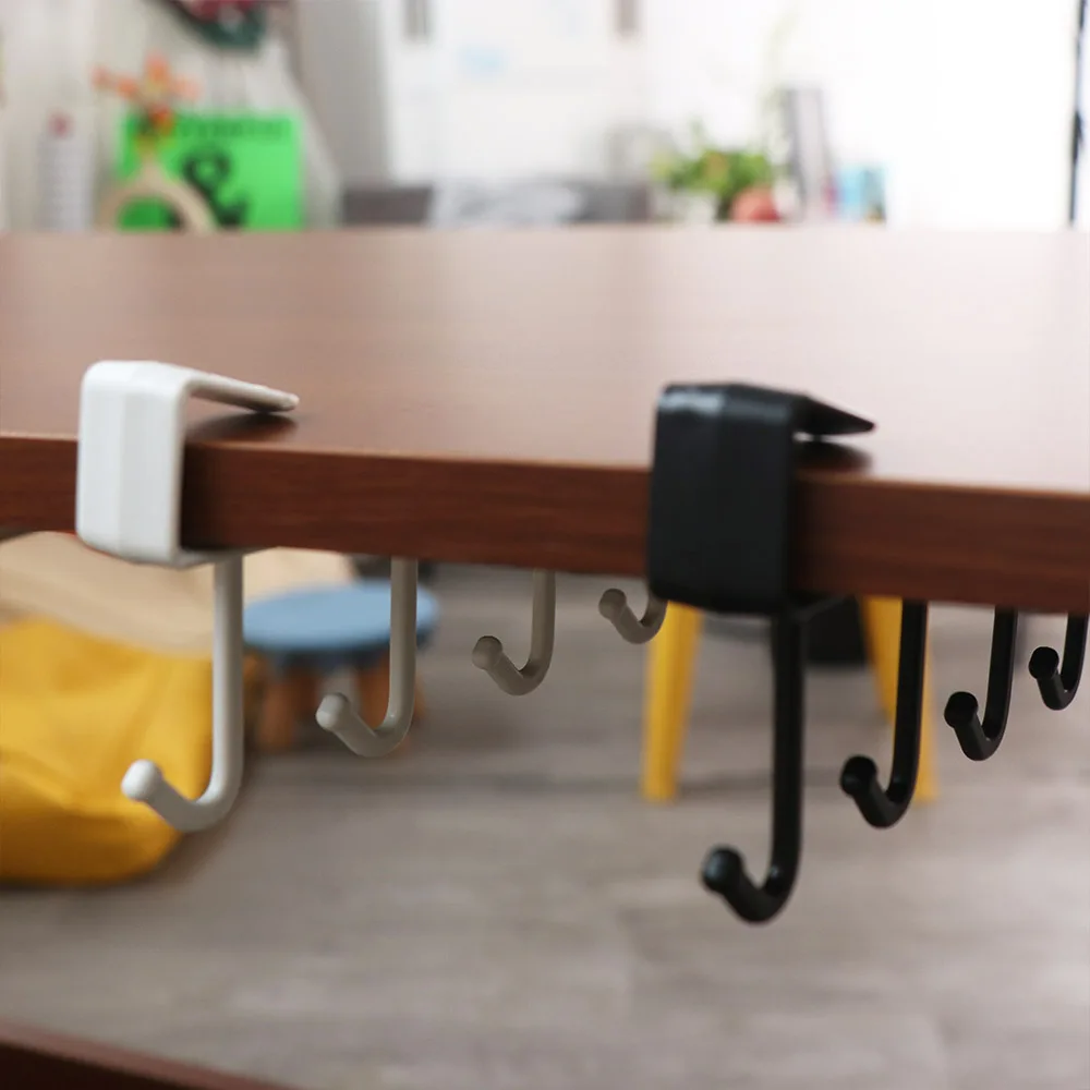 

Cup Holder Creative Cabinet Storage Rack Nail Free Multi-functional Sundries Hook Shelf Plastic 6 Hooks Mug Cup Hanger Bathroom