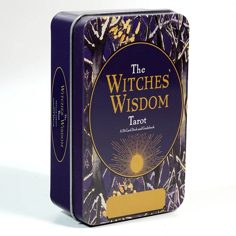 10.3*6cm The Witches’ Wisdom Tarot Deck In A Tin Box with Green Gilded Edges 78 Pcs Tarot Cards with Guidebook for Beginners