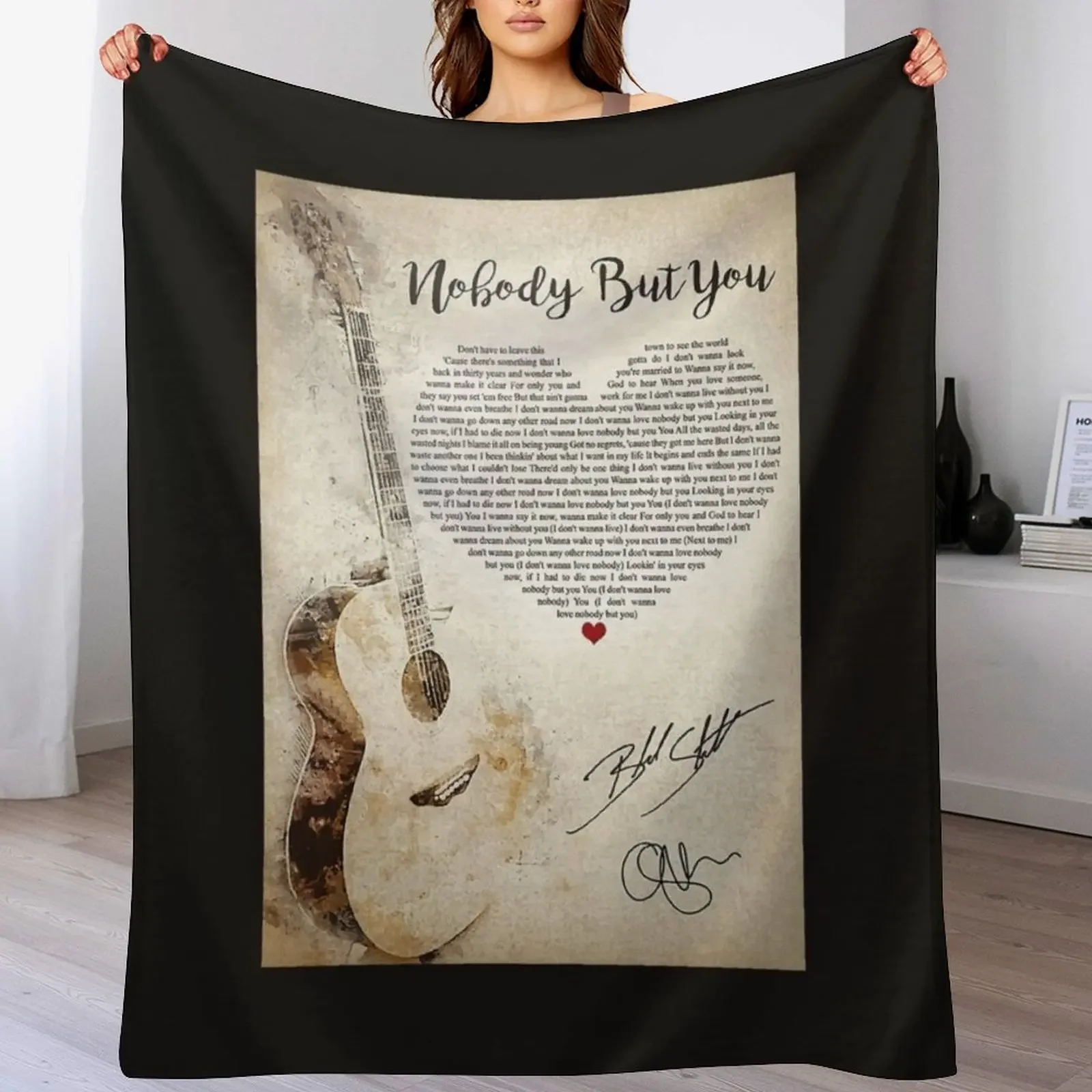 

Nobody But You Lyrics Blake Shelton Signature Poster Throw Blanket Long Lasting Soft Plush Blanket for Daily Use