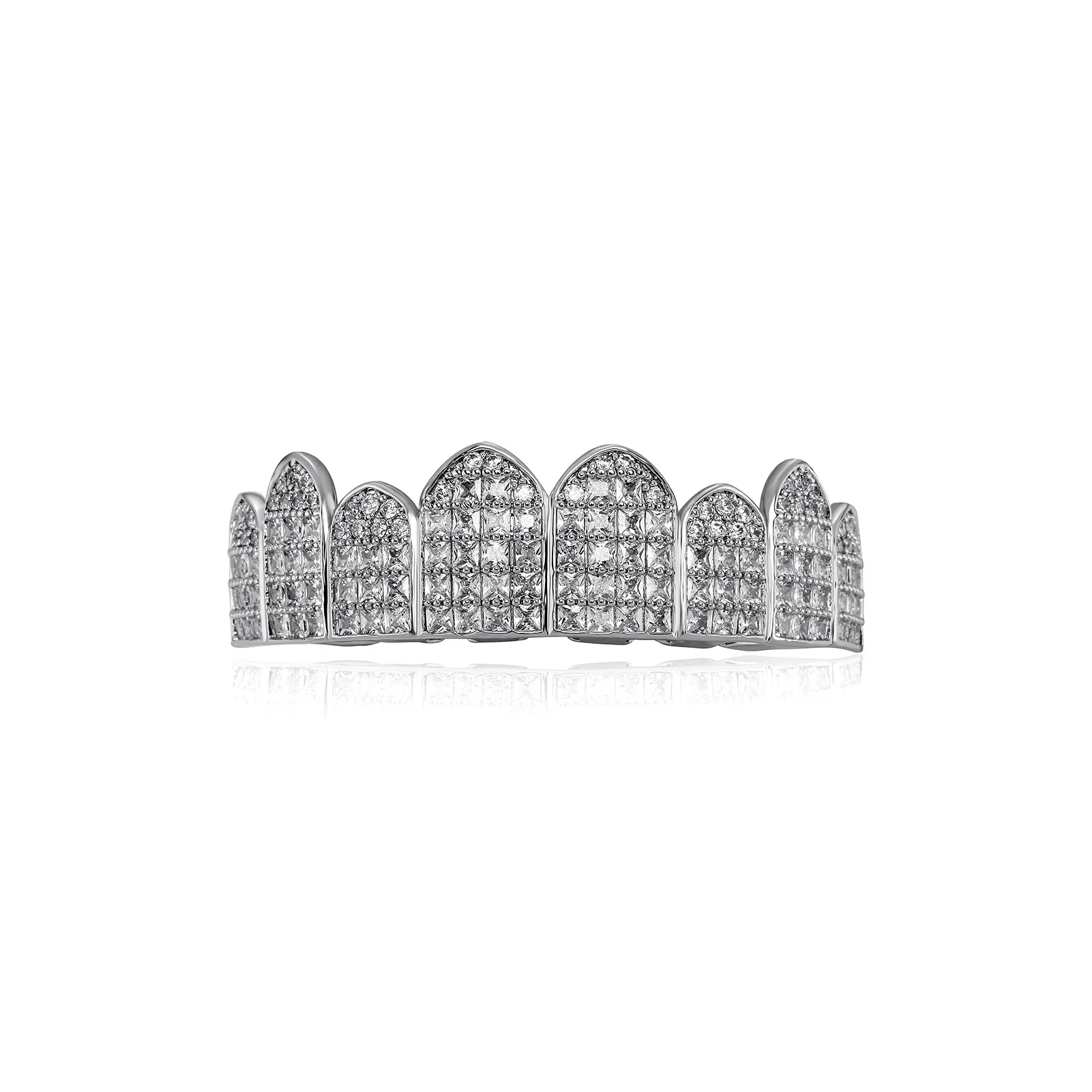 Iced Out Grillz Teeth Jewelry 14K Gold Plated CZ Diamond Hip Hop Mouth Grillz Rapper Style Streetwear Fashion Accessories