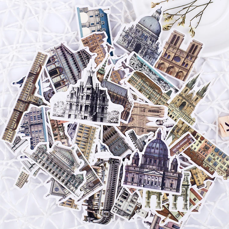 58pcs Creative Cute Self-made World Travel Various Countries Architecture DIY Craft Photo Albums Scrapbooking stationery