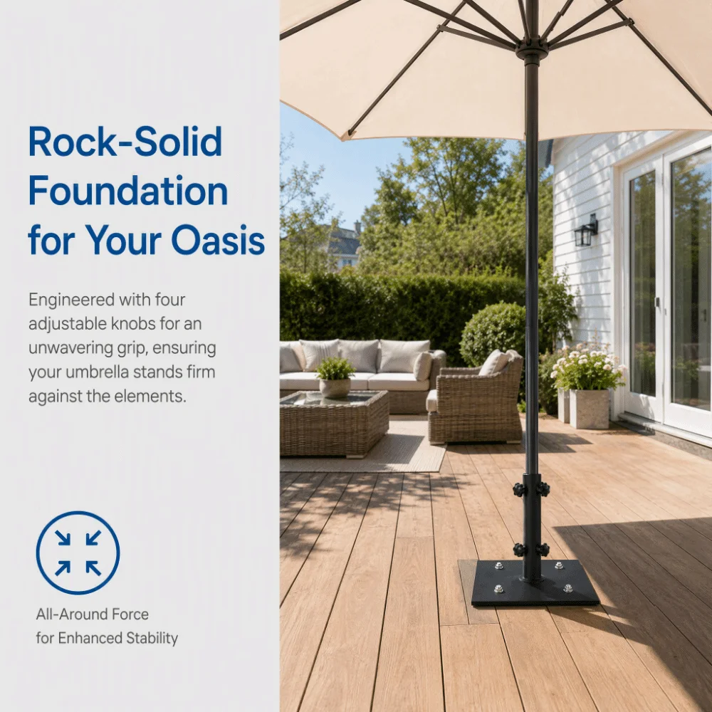 Multiple Scenarios Heavy Duty Umbrella Stand Sturdy Portable Umbrella Base Multifunctional Metal Table Parasol Stand Deck